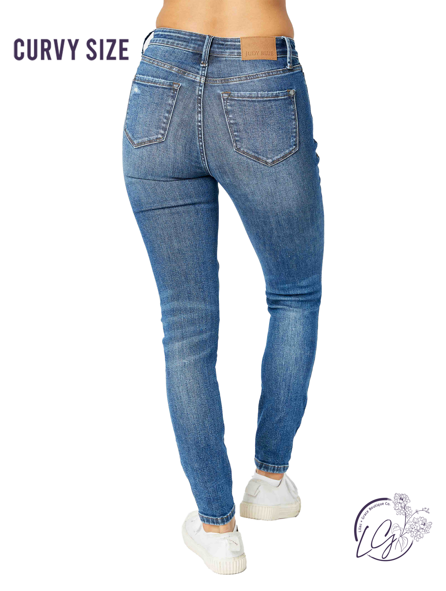 Curvy Estelle Tummy Control Distressed Jeans by Judy Blue