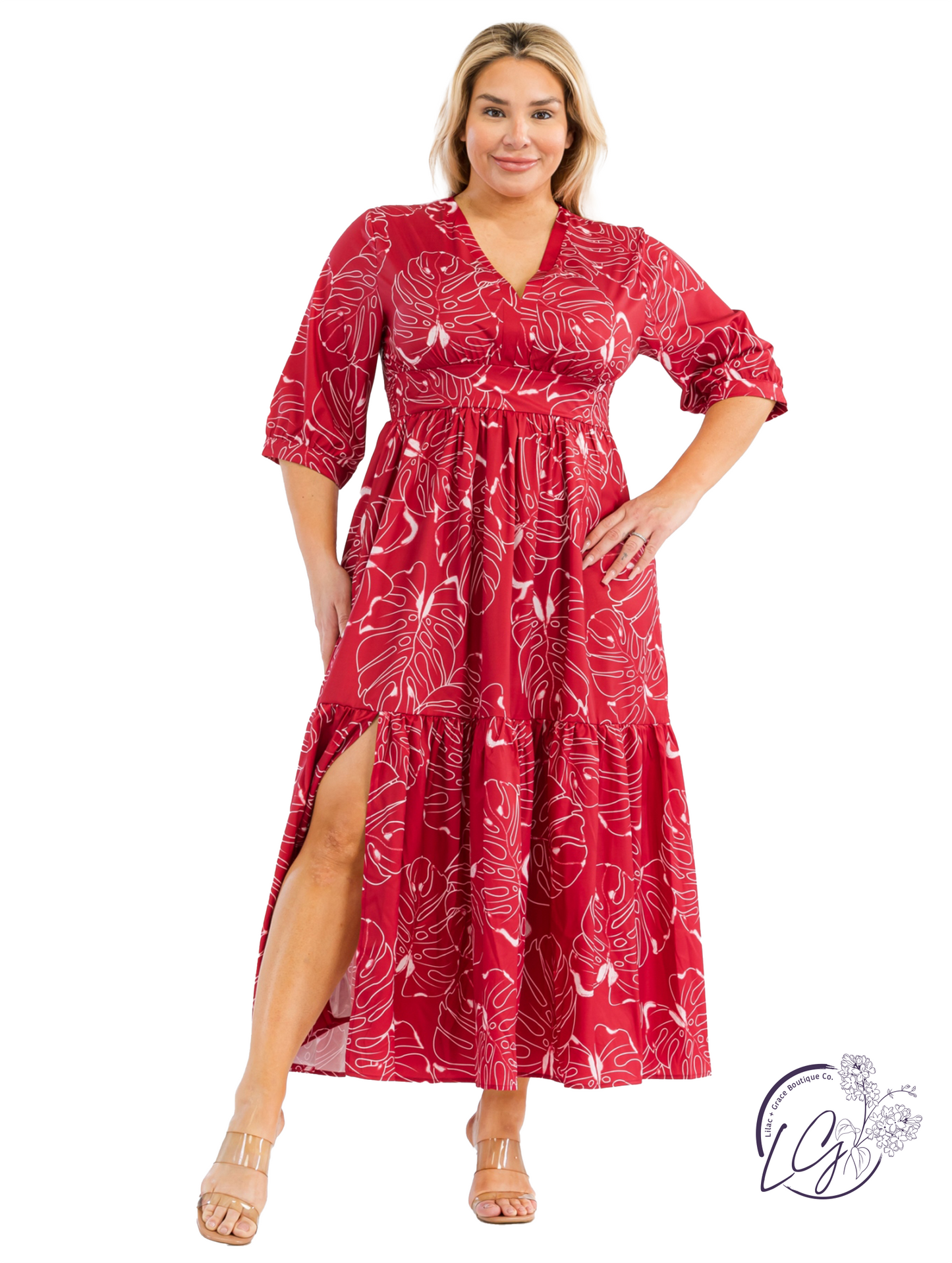 Curvy Palm Trees Sway Maxi Dress