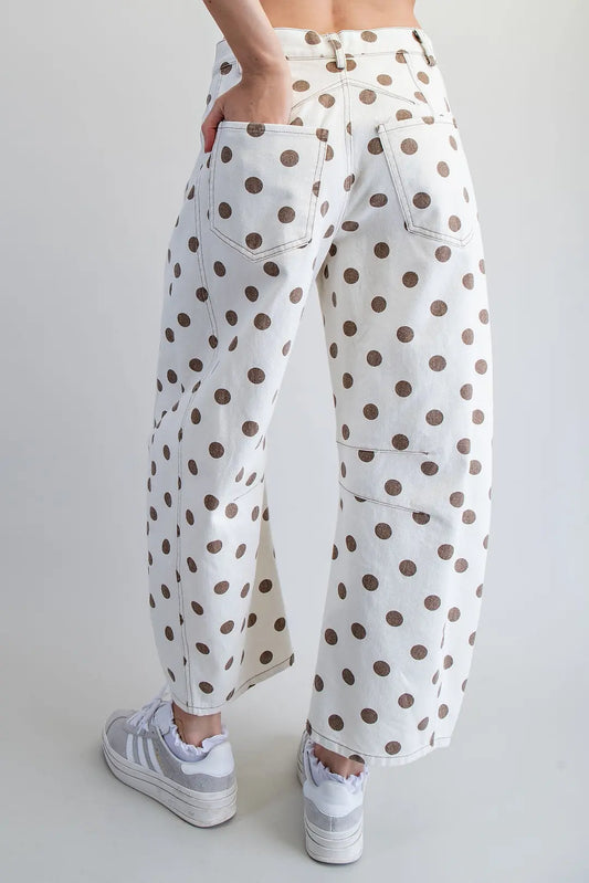 Mocha Dot Barrel Jeans