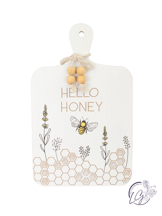 Wood Bee Shaped Wall Sign w/Bead