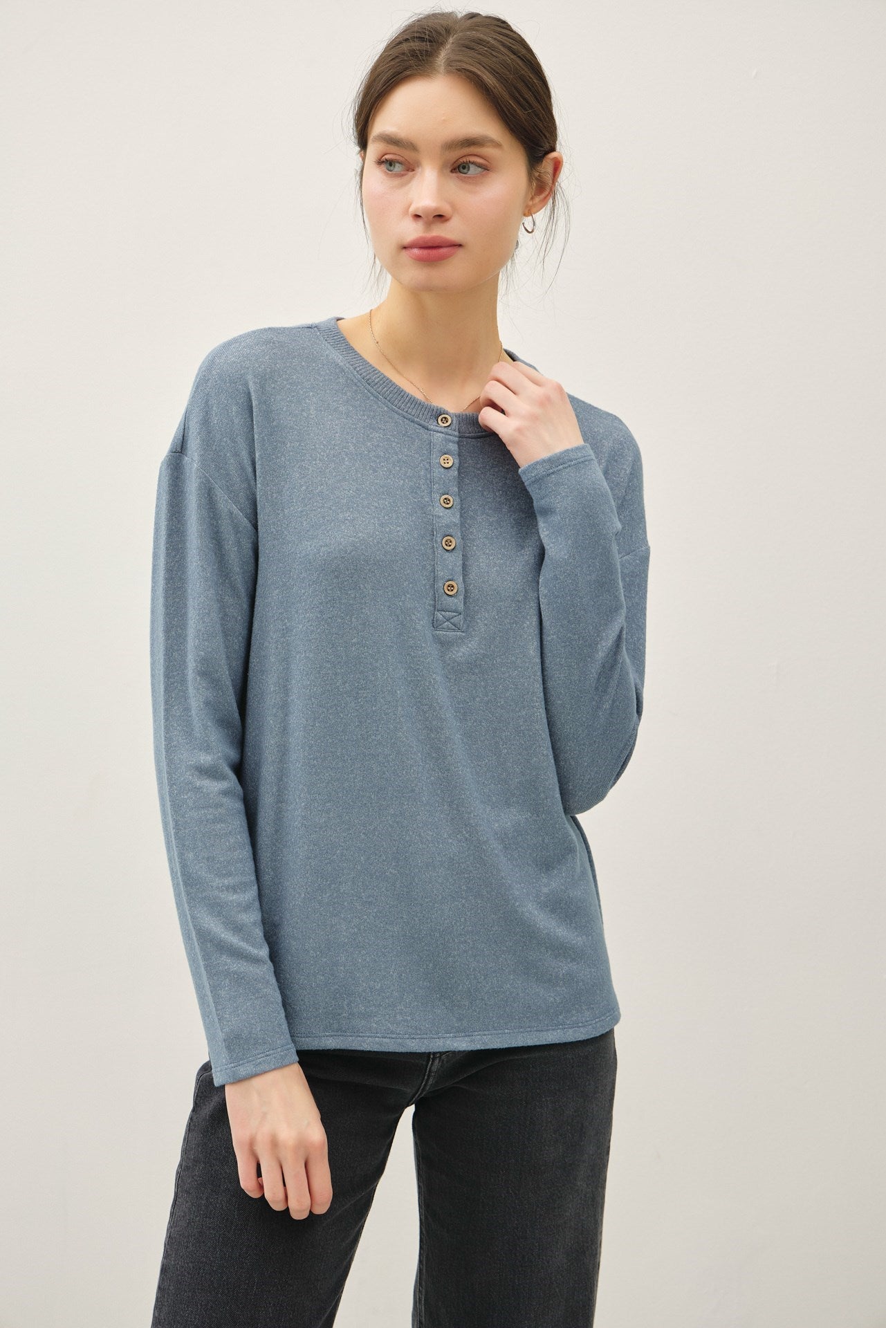 Relaxed Fit Henley Top