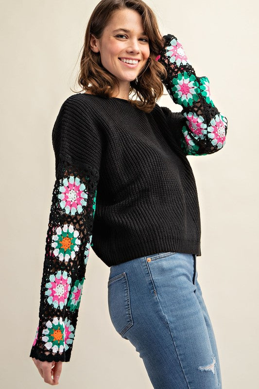 Curvy Bloomline Crochet Sweater