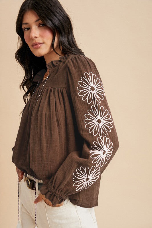 Western Bloom Tassel Blouse