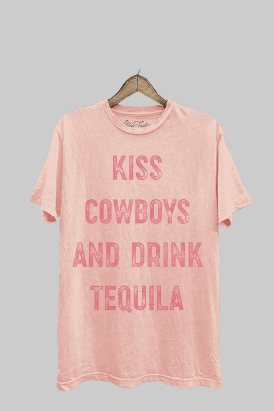 Curvy Kiss Cowboys And Drink Tequila Graphic Top