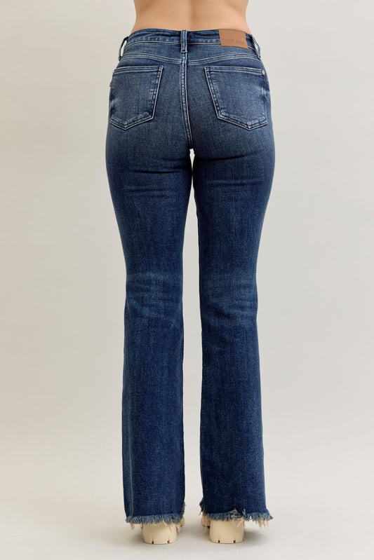 Mara High Rise Flare Destroy & Fray Hem by Judy Blue