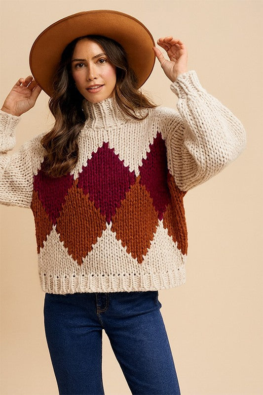 Fireside Diamond Turtleneck Sweater