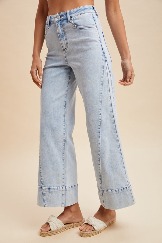 Harbor Line Cropped Flare Jeans