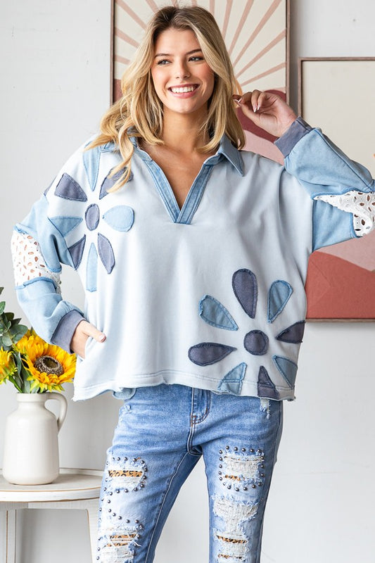 Blue Skies Patchwork Pullover ☁️