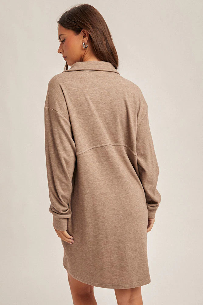 Brushed Zip Sweater Dress