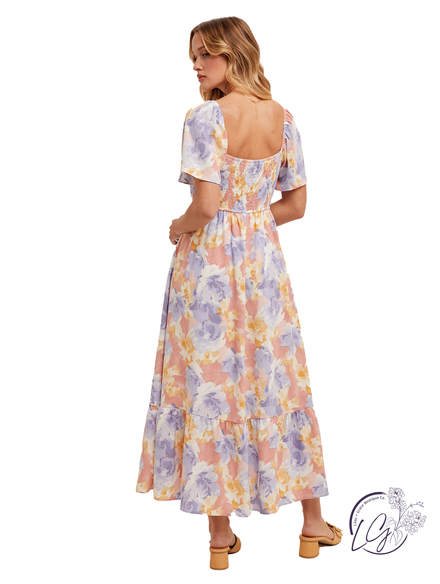 Fernflutter Flare Sleeve Long Dress