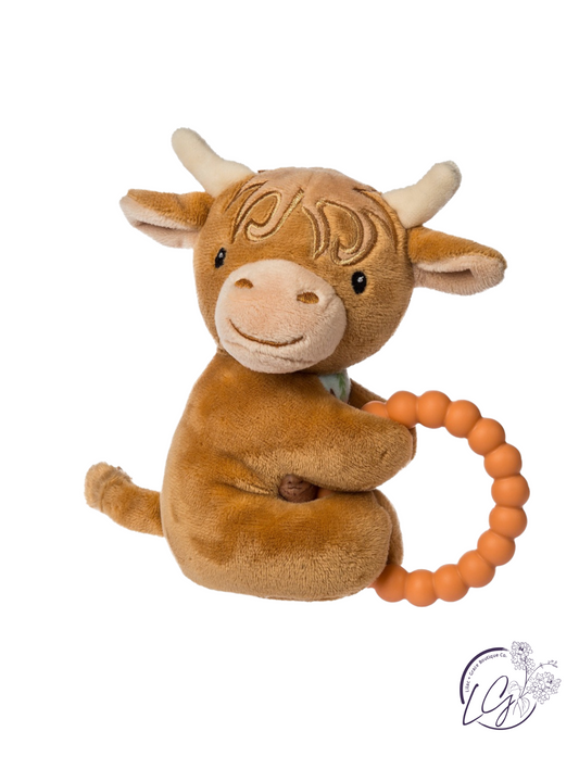 Hetty Highland Cow Teether Rattle – 6″