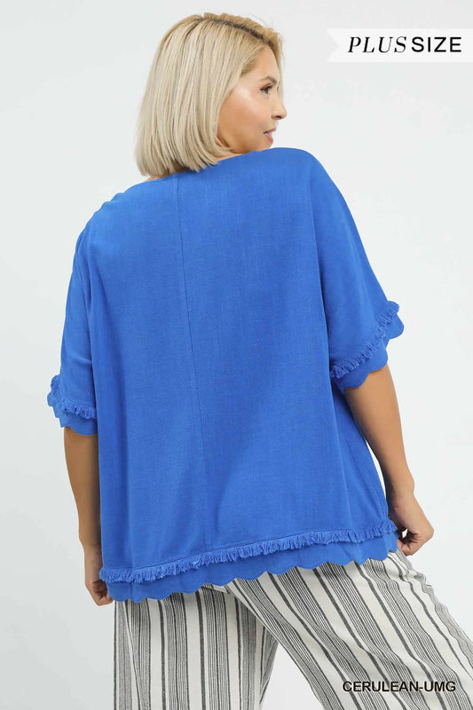 Curvy Coastal Fringe Blouse