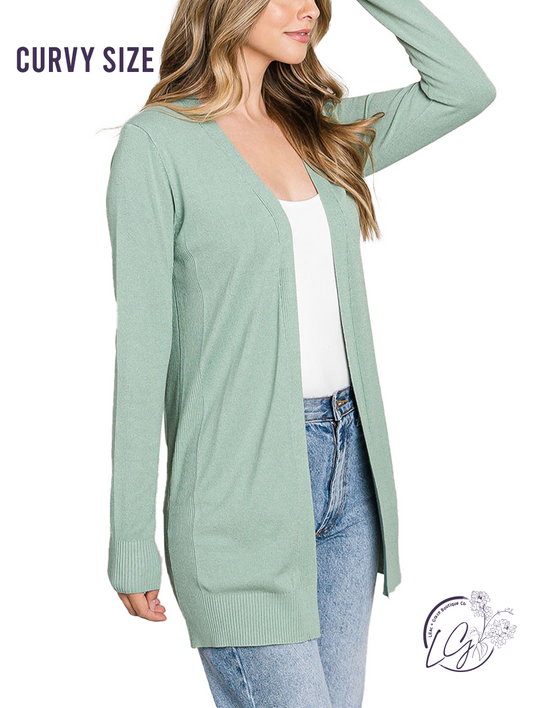 (Sale) Curvy Breathable Open Front Cardigan