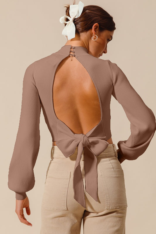 Darling Ties Open-Back Sweater