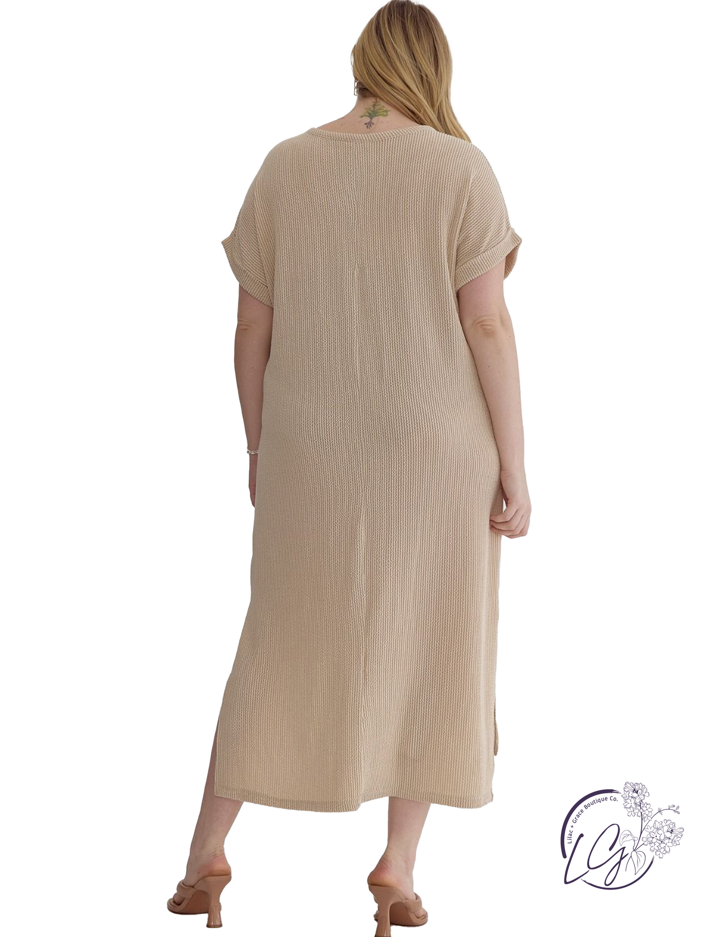 Curvy Lineshift Side-Slit Midi Dress