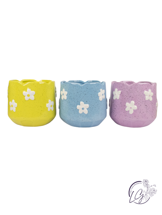 Petalware Ceramic Floral Planter with Drainage