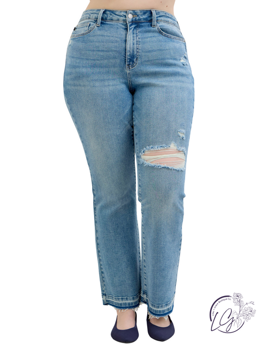 Curvy Daisey Mid Rise Distressed Bootcut by Judy Blue