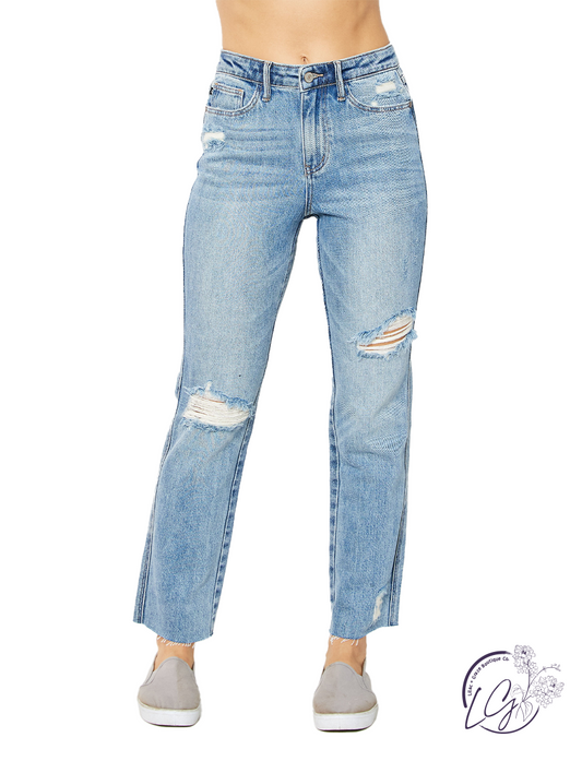 Dalia High Waist Distressed Straight By Judy Blue