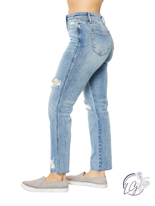 Dalia High Waist Distressed Straight By Judy Blue