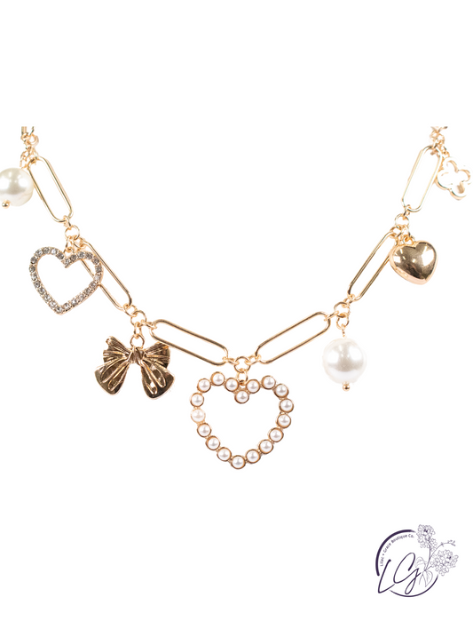 Gold & Pearl Charm Necklace