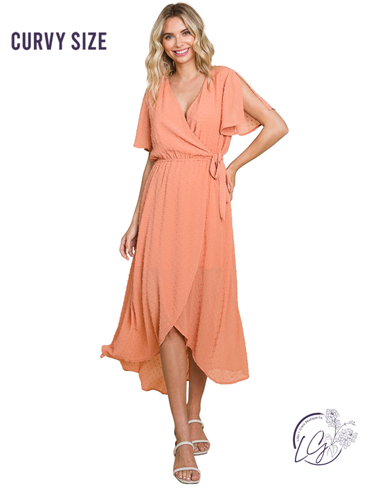 Curvy Rusty Tones Midi Dress