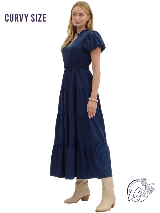 Curvy Held In Haze Midi Dress