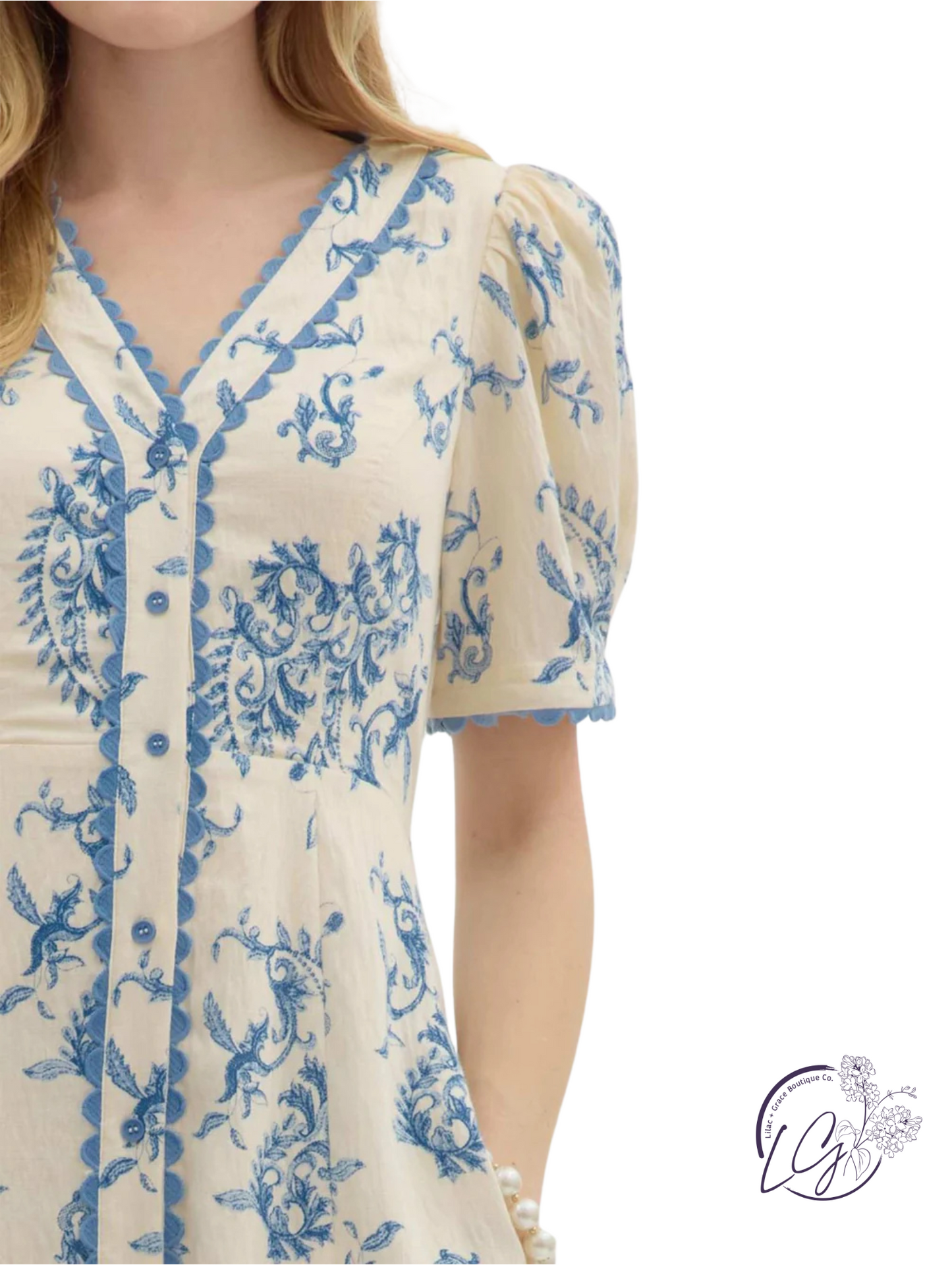 Wander Slow Paisley Pleated Midi Dress