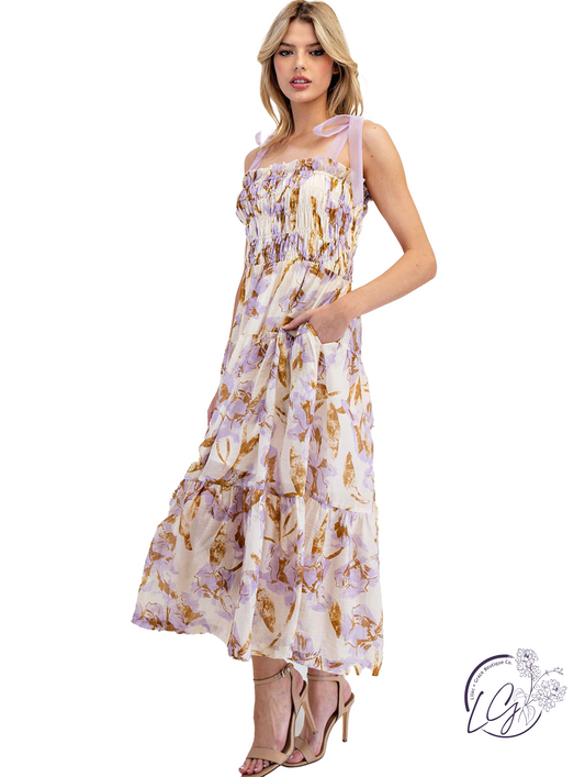Meadowscript Tiered Midi Dress