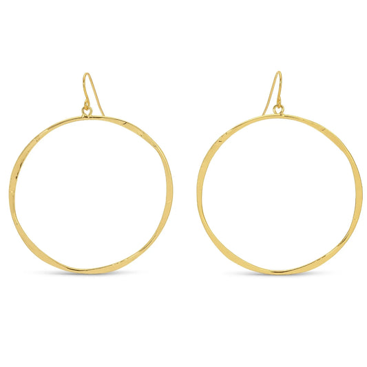 Large Lightly Hammered Open Circle Earrings