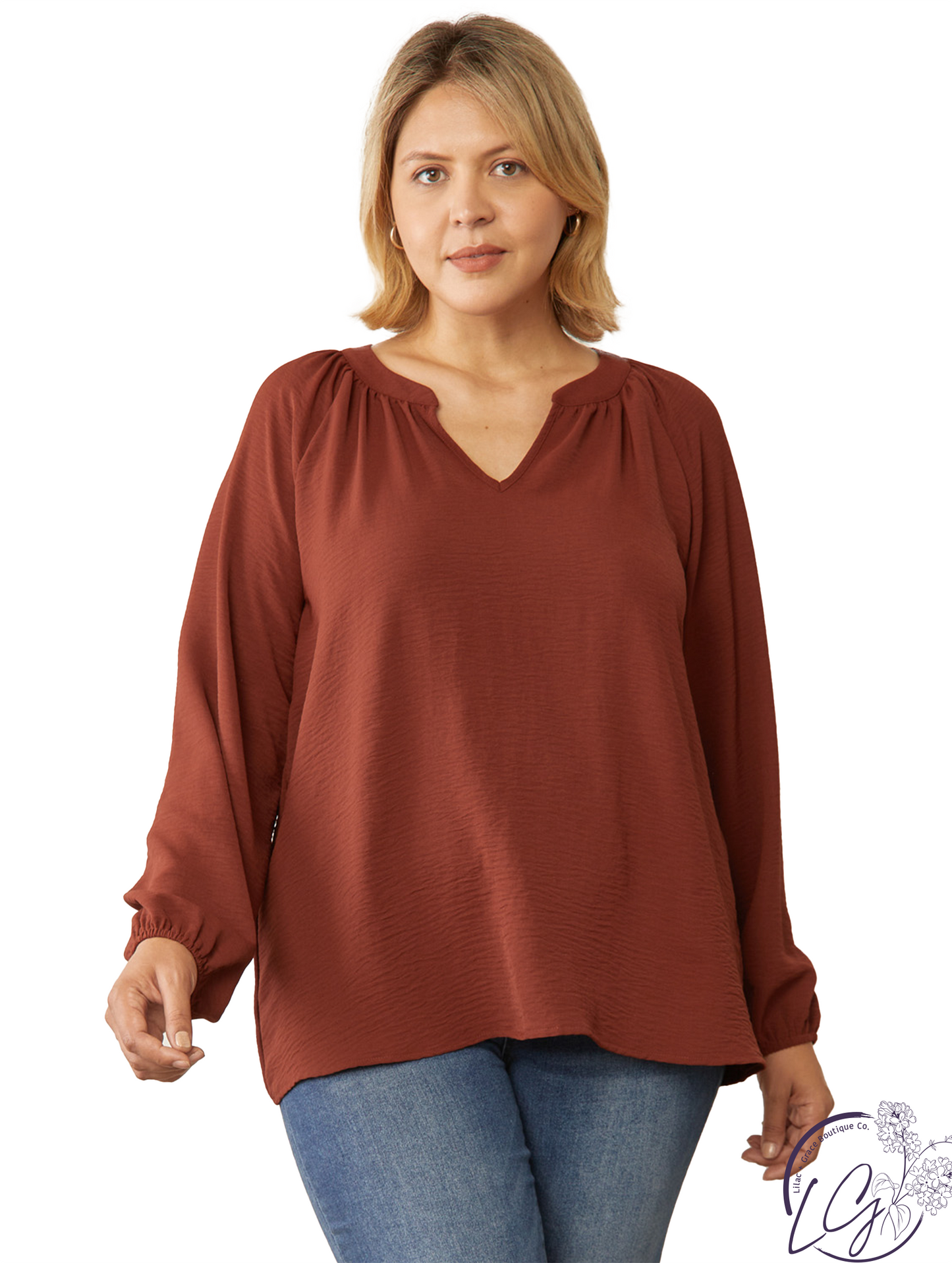 Curvy It's My Time Long Sleeve Blouse