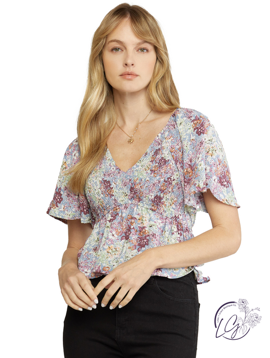 Be Right Back Floral Peplum Top