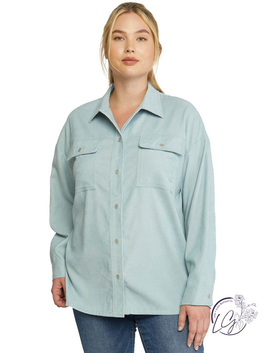 Curvy Ways I Loved You Corduroy Button Down