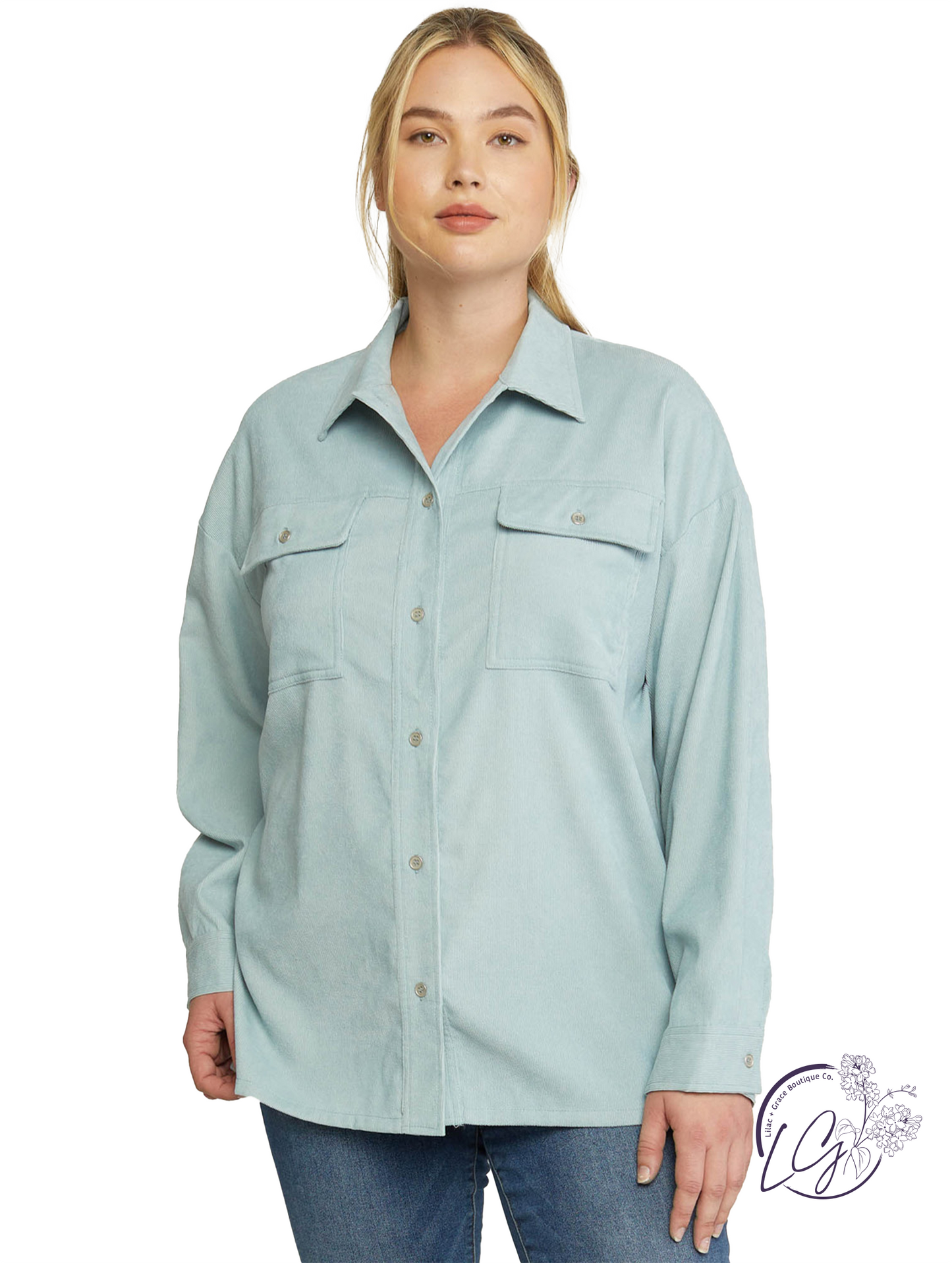 Curvy Ways I Loved You Corduroy Button Down