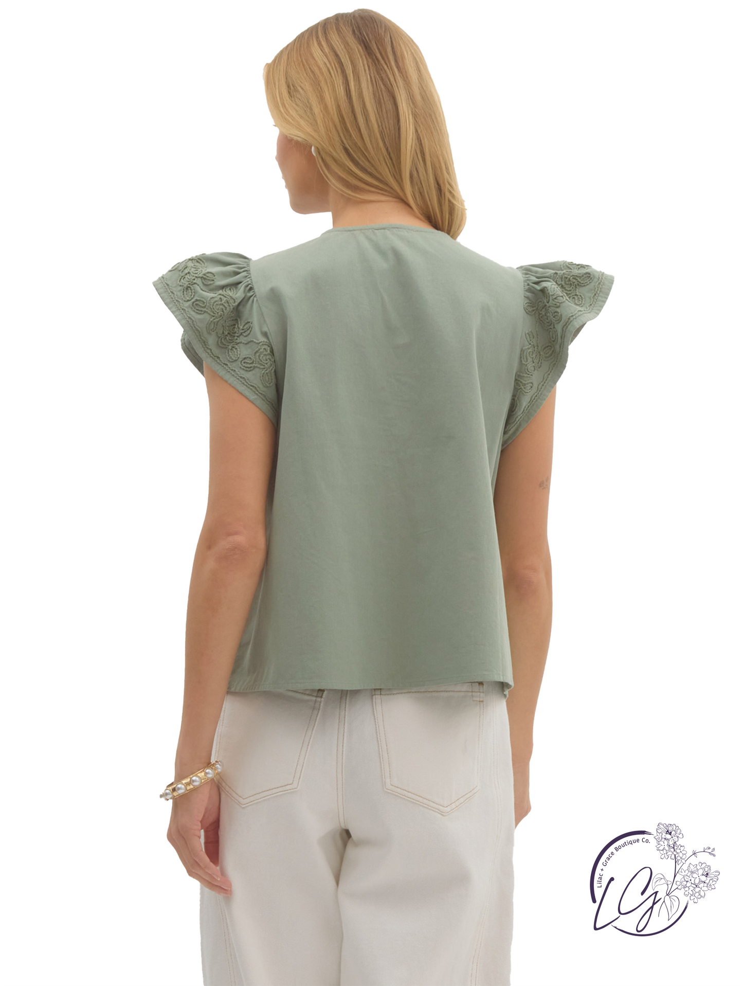 Pulled by Light Flutter Sleeve Top