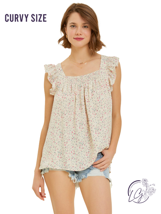 Curvy Blossoming Ruffle Blouse