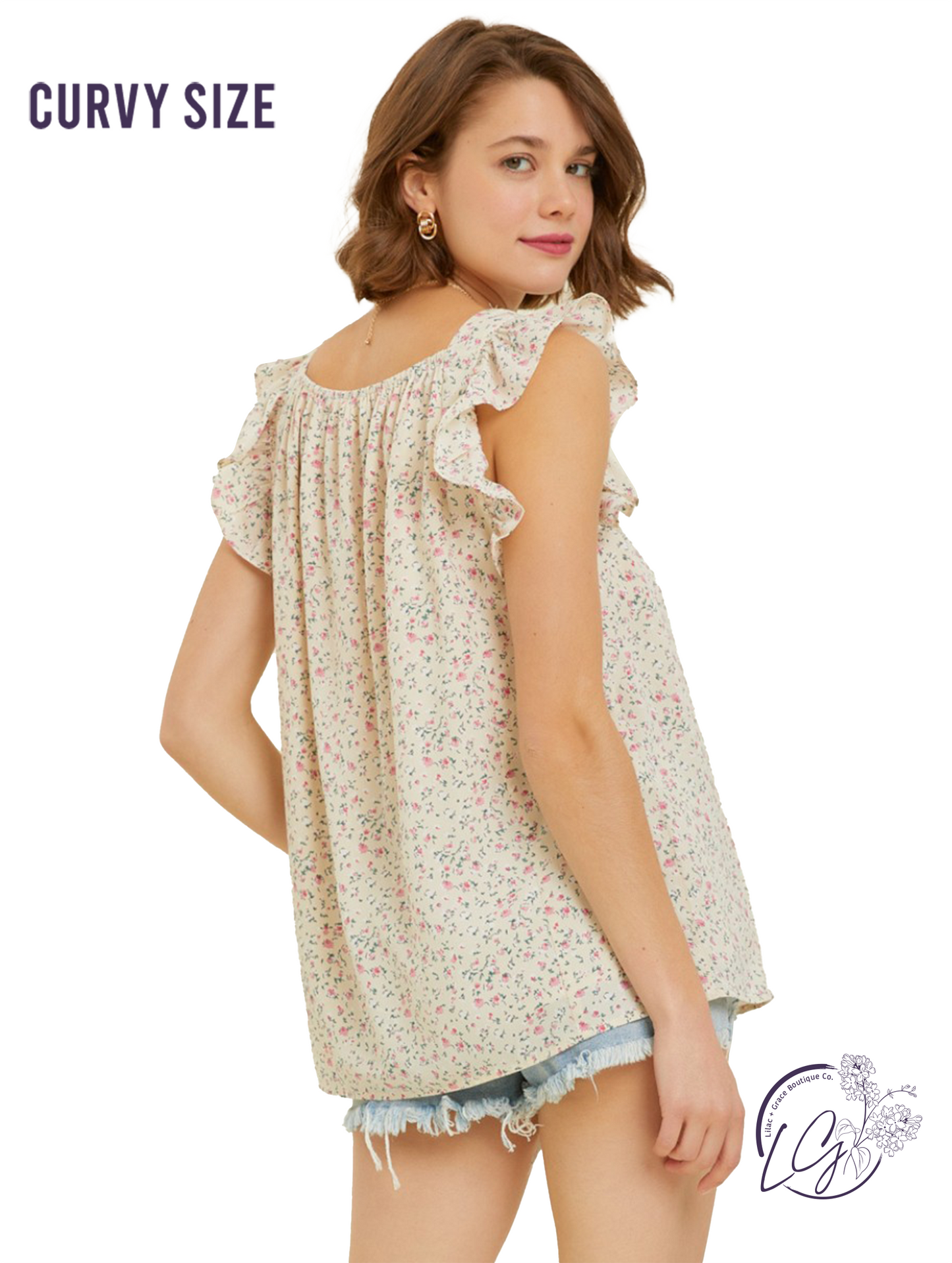 Curvy Blossoming Ruffle Blouse