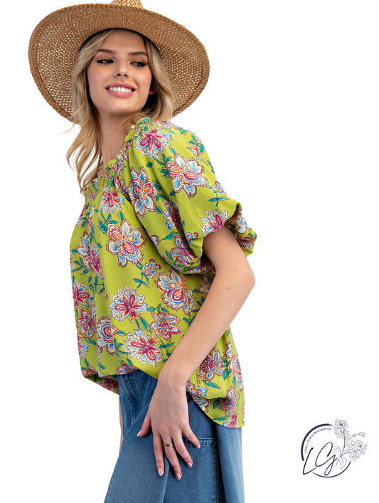 Peach Trails Woven Top