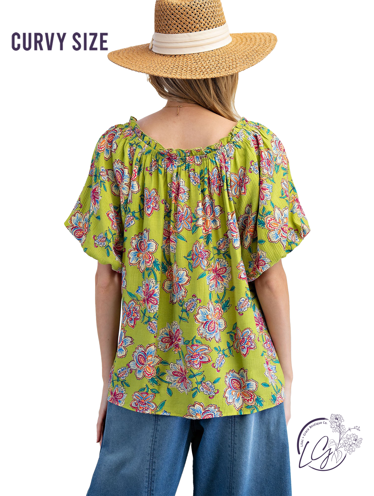 Curvy Peach Trails Woven Top