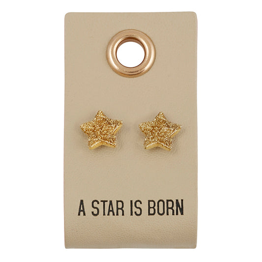 Leather Tag Earrings - Star