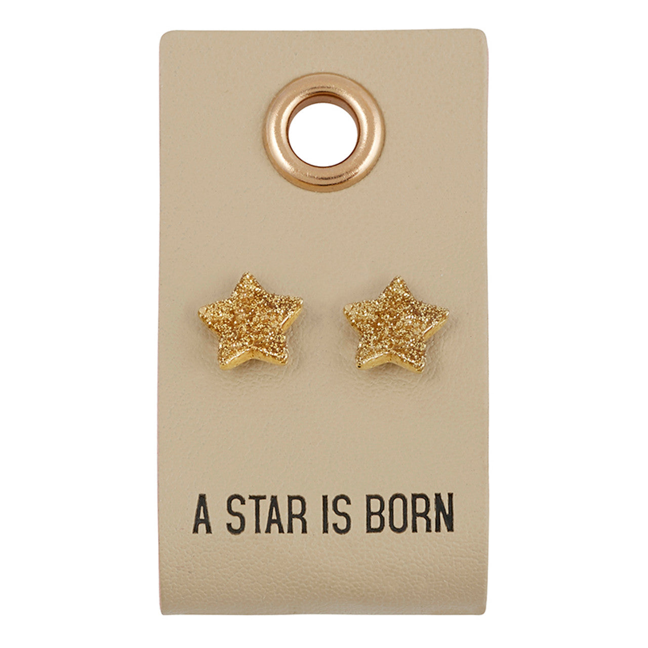 Leather Tag Earrings - Star