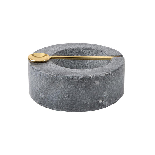 Gray Marble Pinch Pot with Spoon