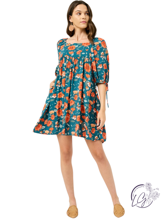 Gardenlace Tie Sleeve Mini Dress