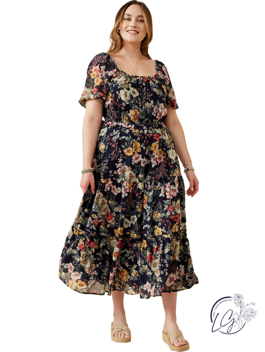 Curvy On Wooden Floors Midi Dress