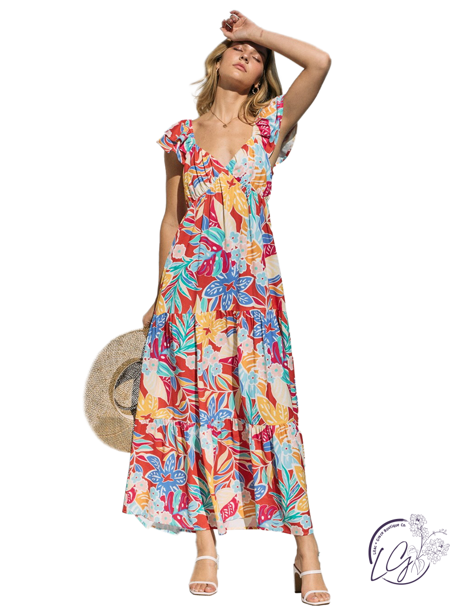 chinese dress ladies Ester Silk Maxi Dress in Brown Sun Leo Tan main image 1