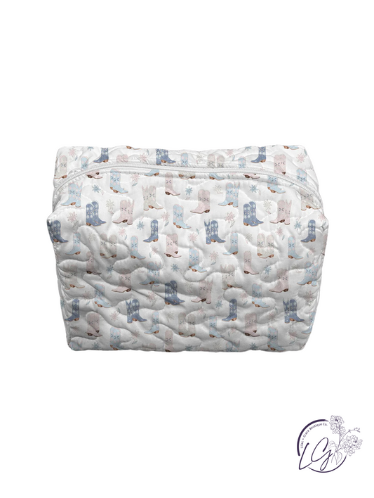 Daisy Boots Pastel Quilted Large Makeup Bag