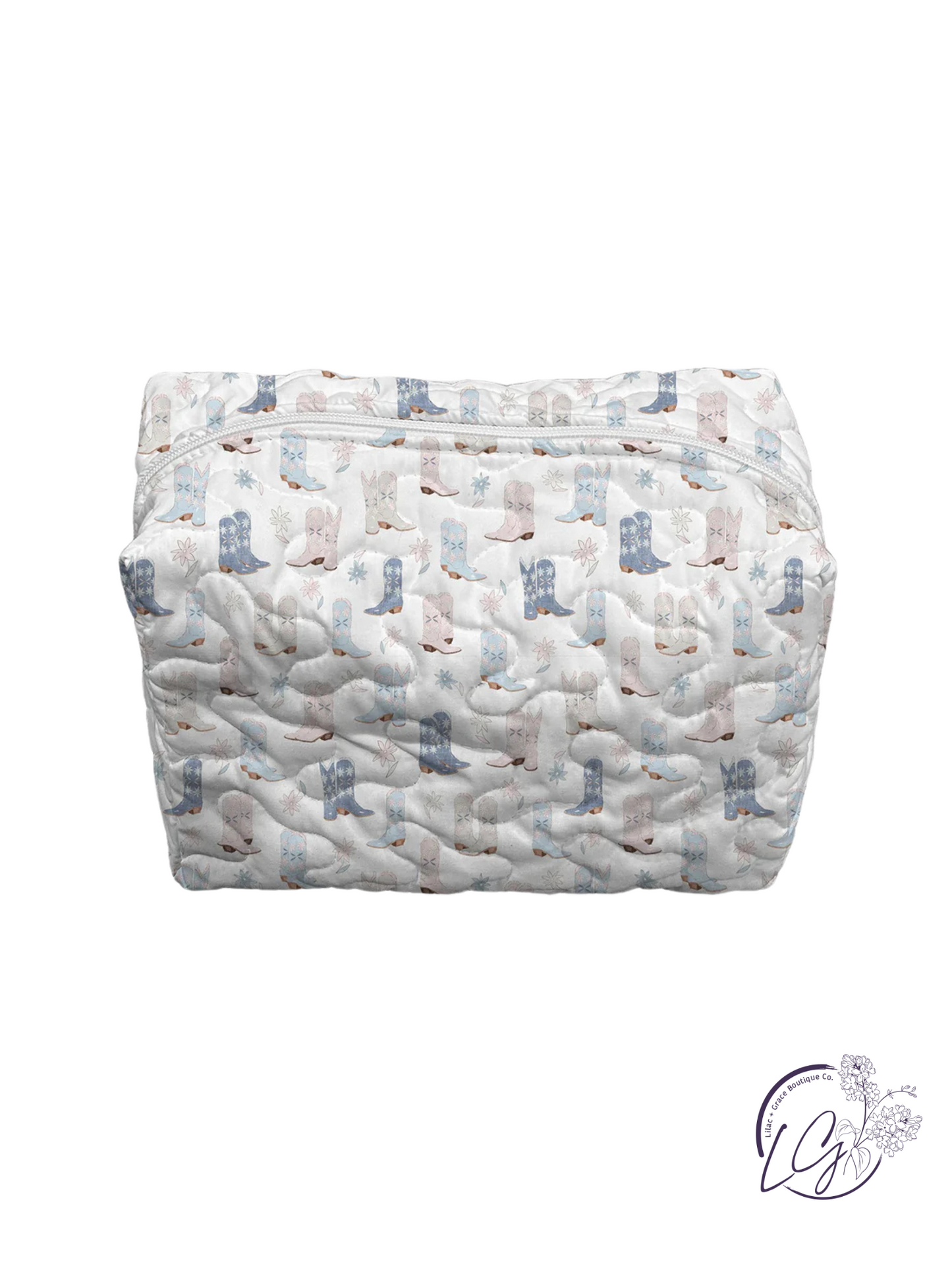 Daisy Boots Pastel Quilted Large Makeup Bag