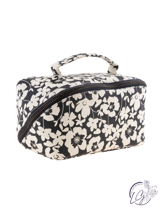 Zip Cosmetic Bag Ink Floral