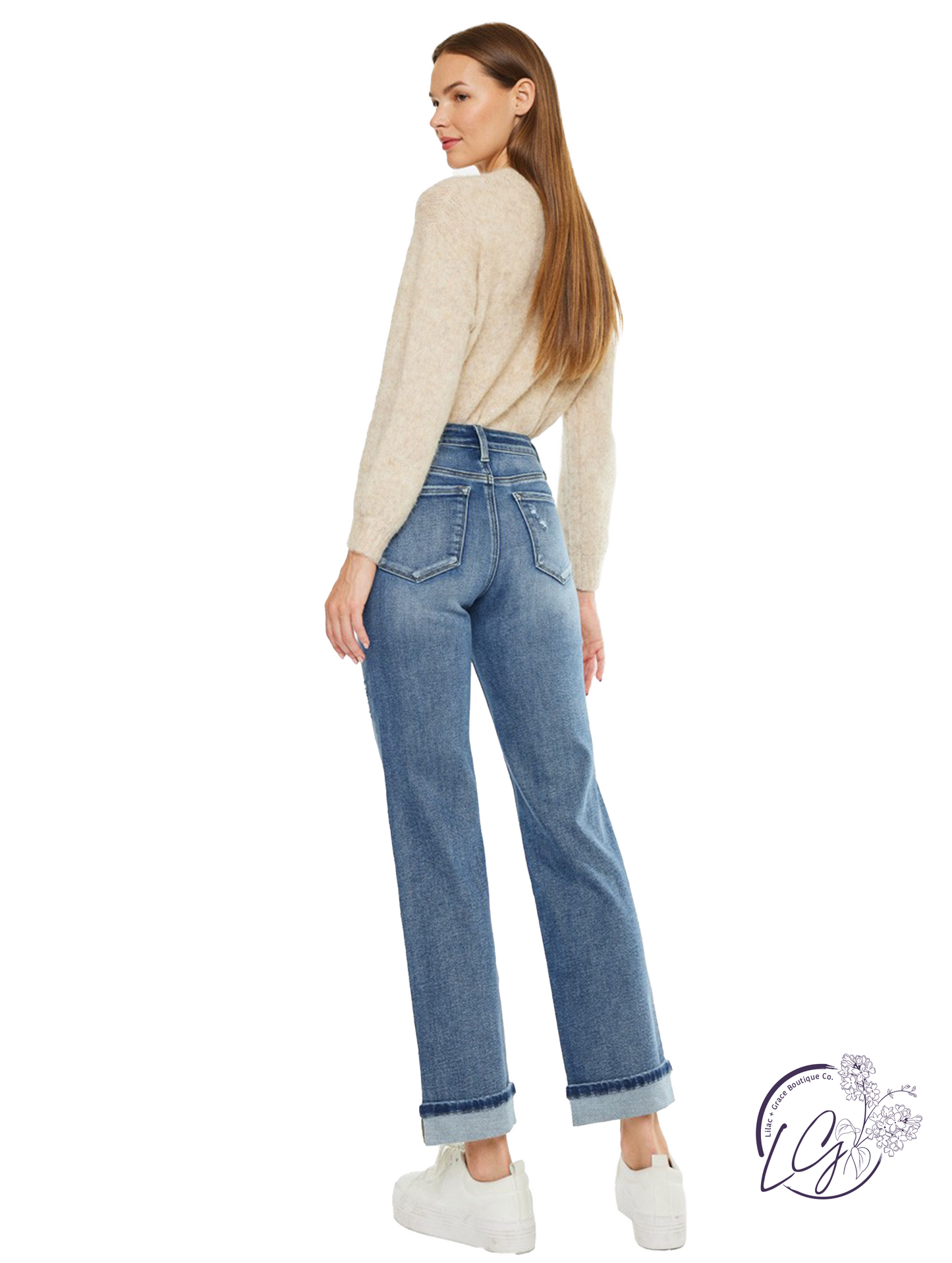 Tatum Mid-Rise True Straight Jeans by Kan Can