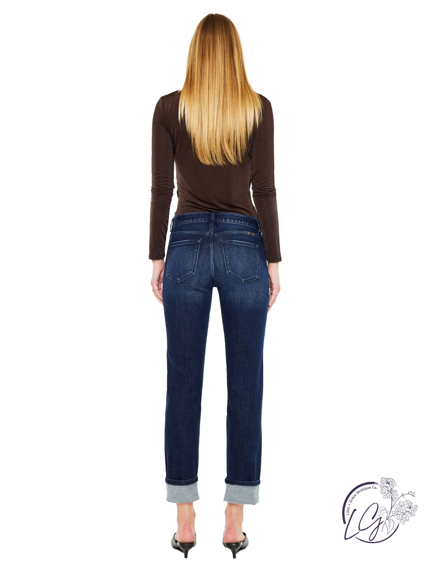 Lina Mid-Rise Skinny Straight Jeans by Kan Can