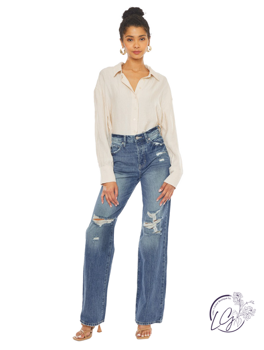 Felicity Ultra High-Rise '90s Wide Leg Flare Jeans by Kan Can